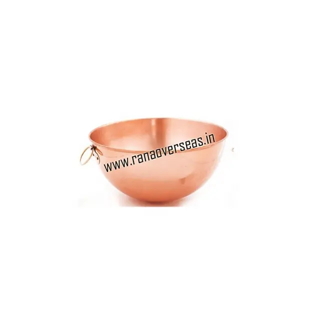 Pure Copper Plain Rühr schüsseln mit Griffen in runder Form für Salat, Obst und Gemüse