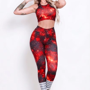 Conjunto de Yoga para Mujer, de la Mejor Calidad, Texturizado, con Costuras Sólidas, Estampado Digital, 2 Piezas, Transpirable, Cintura Alta - Product Image 1