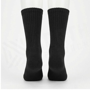 North Approach Crew <b>Socks</b> Solid <b>Black</b> Cotton Breathable Adult Autumn Casual Wear - Product Image 2