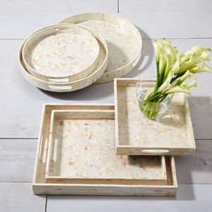 Bandeja Redonda de Nácar de Alta Calidad, Buen Precio, Madera y MDF para Alimentos, Bandeja Decorativa de Vietnam - Product Image 3