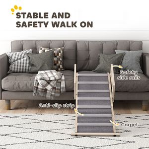 Rampa Pieghevole per Animali Domestici di Piccola e Grande Taglia, 4 Altezze Regolabili da 38 cm a 48 cm, Gradino Laterale per Cani, Comodo Arredo per Cuccia - Product Image 6
