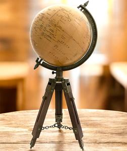 Vintage Antique Style World Globe <b>Adjustable</b> Tripod Stand Brass Meridian Ring Rotating Paper Metal Customizable Education - Product Image 4