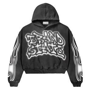 Sudadera con Capucha Streetwear DTG con Pedrería para Hombre, Sudadera con Capucha de Diseñador Estampada de Felpa Francesa, Sudadera con Capucha Oversize de Gran Gramaje y Sudaderas - Product Image 6