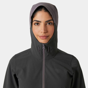 Veste softshell à capuche pour femme, nouvelle arrivée, couleur violet fumé, manches longues, coupe-vent, imperméable, pour la course à pied et le jogging en plein air - Product Image 4