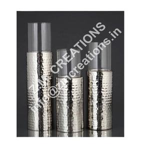 Portavelas de vidrio Pilar de metal Decoración del hogar Boda Hogar Sala de estar Hotel Decoraciones Centro de mesa Contenedor de velas de lujo - Product Image 1