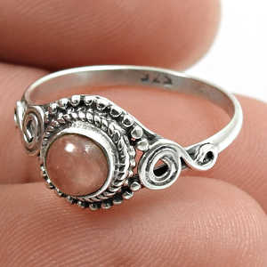 Bague unisexe populaire au design oxydé avec pierre précieuse rhodochrosite taille brillant ronde, fabriquée en argent sterling massif 925 - Product Image 2