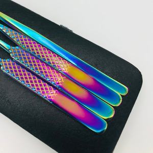 Eyelash Tweezer Stainless Steel Multi Plasma Plated Color And Diamond Grip Pattern Tweezer For Lash Extension - Product Image 3