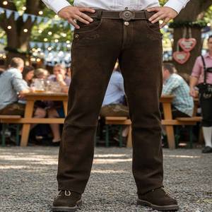 กางเกงหนังแพะสไตล์ออสเตรียสำหรับเทศกาลตุลาคม  ทรงลำลองเอวกลาง  แบบ Wildbock สำหรับผู้ชาย - Product Image 1