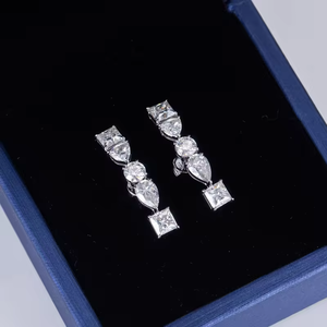 ต่างหูแฟชั่นทองคำขาว 14k ต่างหูเพชรทรงหลากหลายแบบสั่งทำพิเศษสำหรับเด็กผู้หญิงและผู้หญิง - Product Image 3