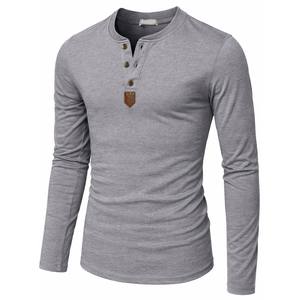 T-shirt à col Henley pour homme, manches longues, col rond, design personnalisé, nouvelle collection, écologique, 100% coton - Product Image 2