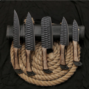 Ensemble de couteaux en acier damas à 67 couches, 5 pièces, manches en bois, lames aiguisées faites à la main de 6 à 7,9 pouces, couteaux de chef ambidextres pour la cuisine - Product Image 2