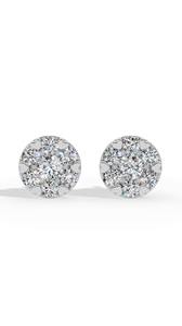 Boucles d'oreilles clous en or 10K avec diamants de laboratoire taille brillant ronde en grappe, monture cœur, bijoux de luxe, fournisseur en gros - Product Image 4
