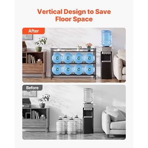 Heavy Duty 3 Tier 4 Row <b>Water</b> Jug <b>Holder</b> for 8 <b>Bottles</b> Metal & PC 5 Gallon <b>Bottle</b> Rack Organizer - Product Image 3