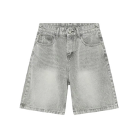 Jean en denim pour homme, style streetwear décontracté, coupe skater, jorts, délavé effet whisker, jambe large, coupe courte, baggy, de créateur
