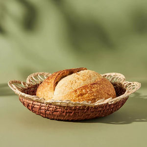 Corbeille à fruits ronde bohème en rotin, support tressé à la main, panier à pain, plateau de service en osier pour gâteaux et pain, pour la décoration de table à manger - Product Image 1