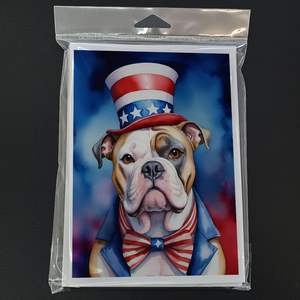 Whimsical A7 Size 5x7 Patriotic American Bulldog Blank Note <b>Cards</b> with Envelopes Pack 8 <b>Greeting</b> <b>Cards</b> - Product Image 3
