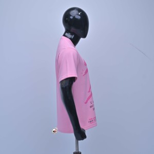 เสื้อยืดแขนสั้นสีชมพูคุณภาพสูงสำหรับผู้ชาย ทรงโอเวอร์ไซส์ คอโอ ทรงปกติ สไตล์สตรีท ผ้าเจอร์ซีย์คอตตอน 100% - Product Image 5