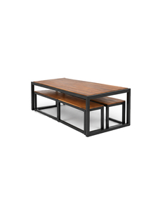 Table à manger rectangulaire en bois de style industriel moderne avec pieds en métal, ensemble de meubles pour 6 personnes, design stable, pour terrasse et maison - Product Image 6