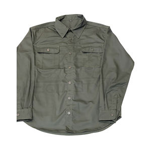 Chemise de chasse pour homme, vert olive, en coton tissé, style cargo, légère, manches longues, sur mesure, en gros, pour le camping et les activités de plein air - Product Image 1
