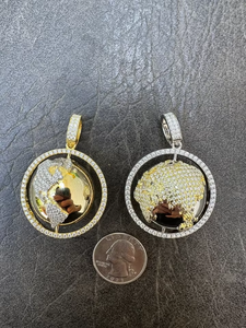 Colgante de Moissanita Giratorio con Diseño de Globo, Chapado en Oro sobre Plata 925, Estilo Hip Hop, Colgante Bling para Raperos, Regalo para Ella - Product Image 4
