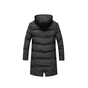 Veste matelassée longue à capuche pour homme avec fermeture éclair, coupe-vent, couleur unie, manteau d'hiver décontracté, rembourrage épais en polyester - Product Image 6