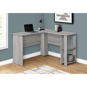 Modern 48\"L Home Office <b>Corner</b> Computer <b>Desk</b> with Storage Shelves Contemporary <b>Grey</b> Laminate for Work and Laptop Use - Product Image 5
