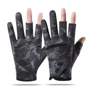 Guantes de Pesca de Cuero Personalizados al por Mayor, sin Dedos, Protección Solar, Cierre de Gancho y Bucle, Impresión Reflectante, Unisex - Product Image 4