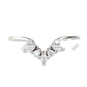 Venta al por mayor única Chevron Marquesa y Moissanite redondo boda banda personalizada chapado en oro aniversario Moissanite bandas para mujeres - Product Image 1