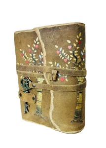 Carnet de notes/journal en cuir antique fait main, design Arbre de Vie vintage, reliure promotionnelle en papier, avec bord festonné - Product Image 6