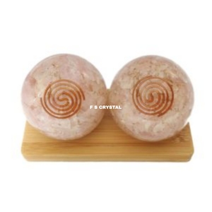 Artisanat en pierres semi-précieuses : Boule sphérique d'orgone en quartz rose, faite à la main, portable, vente en gros, gemme, F S CRYSTAL, métaphysique - Product Image 1
