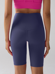 Shorts de sport cycliste taille haute pour femme, moulants, en Spandex/Nylon, froncés, haute élasticité, effet push-up, respirants, confortables pour la course et le yoga - Product Image 2