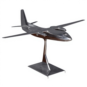 Modèle d'avion de ligne vintage en aluminium poli Art Déco, décoration d'aviation, sculpture d'avion rétro, ornement de vol classique - Product Image 1