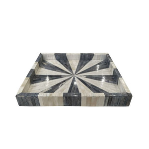Modern Square <b>Serving</b> <b>Tray</b> With Geometric Pattern <b>Black</b> White Design Decorative Platter Durable Dishware - Product Image 4