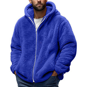 Fuzzy Sweatshirts for Men Winter Sherpa <b>Fleece</b> <b>Jacket</b> Warm Zipper Hoodie <b>Jacket</b> Oversized <b>Fluffy</b> Hoodie Coat Pockets - Product Image 1