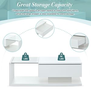 Tavolino da Cocktail Moderno in Legno con Superficie Lucida UV su Vetro Temperato TREND, Tavolino da Caffè Contemporaneo con Video Incluso - Product Image 4