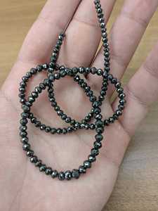 Perles Rondelles Facettées Diamant Noir 4mm 15 Pouces Naturelles Authentiques en Vrac Vente en Gros Fournisseur d'Usine - Product Image 4