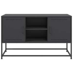 Meuble TV rectangulaire moyen en acier noir pour salon - Product Image 6