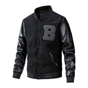 Chaqueta Varsity de Lona de Color Sólido con Cuello Alto, Diseño Personalizado OEM para Hombre Talla Grande - Product Image 2
