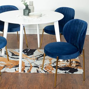 Set da Pranzo Contemporaneo Amoa 5 Pezzi, Tavolo Rotondo Bianco e 4 Sedie per Sala da Pranzo Moderna - Product Image 2