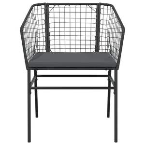 Chaise de jardin en polyrotin noir, matériaux résistants aux UV - Product Image 5