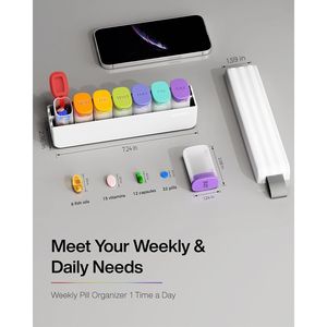 Grande Organizzatore Settimanale di Pillole per Viaggi, Contenitore per Medicinali e Vitamine per 7 Giorni, Portapillole Giornaliero - Product Image 2