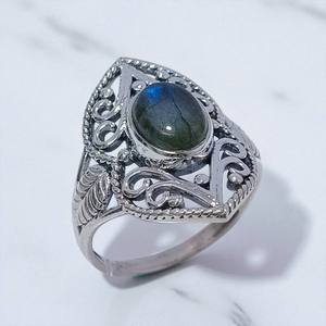 Joyería de Plata de Ley 925 con Engaste de Bisel, Forma Ovalada, Gema Multicolor, Precio al por Mayor, Anillo de Plata con Piedra Lunar - Product Image 3