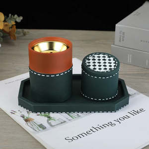 Ensemble brûleur de bakhoor LuxeArabia, porte-encens en bois et cuir artisanal de qualité supérieure avec plateau pour Oud, parfum et décoration d'intérieur de luxe - Product Image 5
