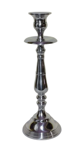 Porte-bougie en métal argenté, base conique haute, centre de table pour mariage, décoration de table à domicile - Product Image 5