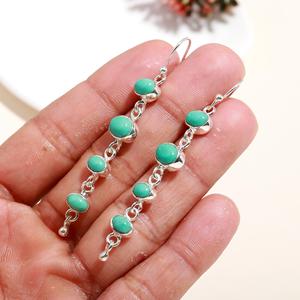 Boucles d'oreilles pendantes et tombantes en turquoise d'Arizona de haute qualité, en argent sterling 925, pierres précieuses bleues d'été, pour grossistes - Product Image 2