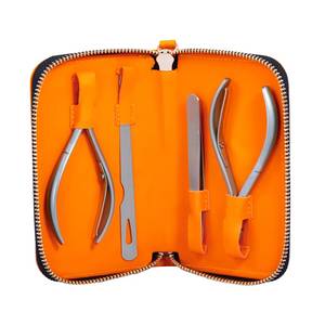 Kit de Manicura y Pedicura Portátil de Acero Inoxidable con Estuche de Cierre Naranja - Product Image 1