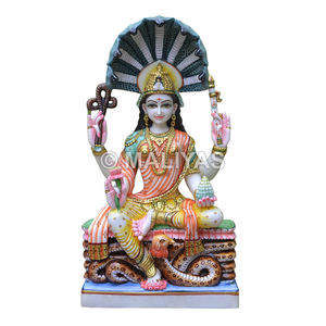 Statue de la déesse Padmavati en marbre coloré |   Murti en marbre Padmavati artisanal pour la maison et le temple - Product Image 1