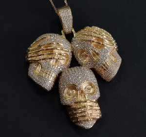 Colgante de Calavera Chapado en Oro de 18K con Incrustaciones de Diamantes Microincrustados, Estilo Vintage, Amuleto para Hombre, Regalo - Product Image 4