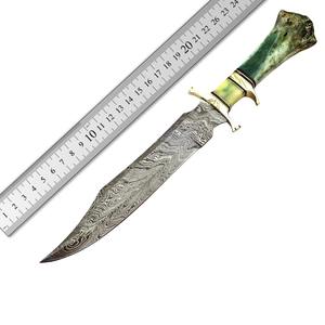 Cuchillo Bowie de Damasco Forjado a Mano de Acero Inoxidable, el Mejor para Supervivencia al Aire Libre y Caza, con Mango de Hueso Teñido, Calidad de Exportación para Coleccionistas - Product Image 2