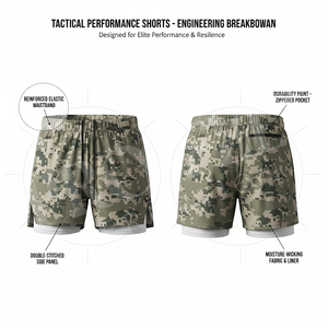 Apparel Clothing Custom Digital Camouflage Gym Shorts Double Layer Running Fitness Quick Dry <b>Compression</b> Training Shorts Men's - Product Image 2
